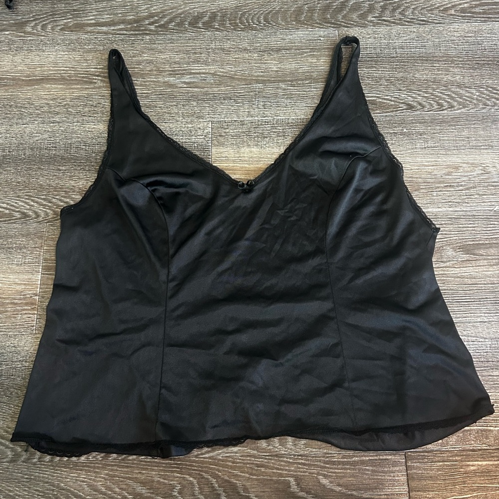 vassarette Black Satin Camisole
